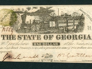 $1 1863 (AU) The State of Georgia Milledgeville Obsolete Note PAPER CURRENCY