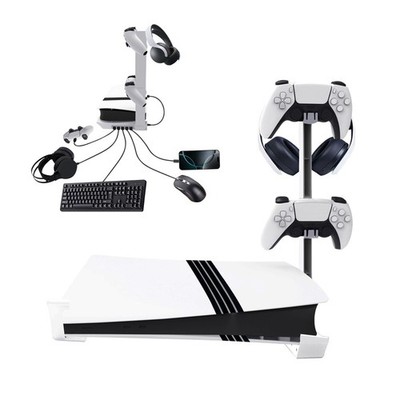 For PS5 pro/PS5 slim Console Headset Stand Mount Accessories w/USB Charging Port