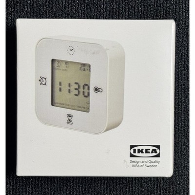 IKEA KLOCKIS Clock w/ Alarm Timer Date Day Temp   Digital LCD Battery Mini White