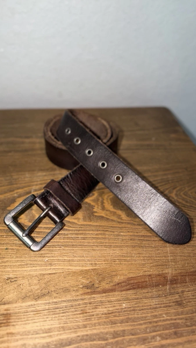Vintage Genuine DKNY Dark Brown Skinny Leather Belt with Silver Logo Buckle Dkny studded belt - Gem main image 4
