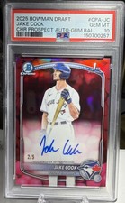2025 Bowman Draft Jake Cook Chrome 1st Auto Gumball Refractor 2/5 SSP #CPA-JC RC