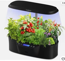 SUNHY Hydroponics Growing System 12 Pods Starter Kit with LED Grow Light Black