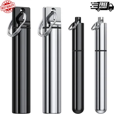 4 Pieces Metal Portable Toothpick Holder, Aluminum Alloy Pocket Toothpick Holder