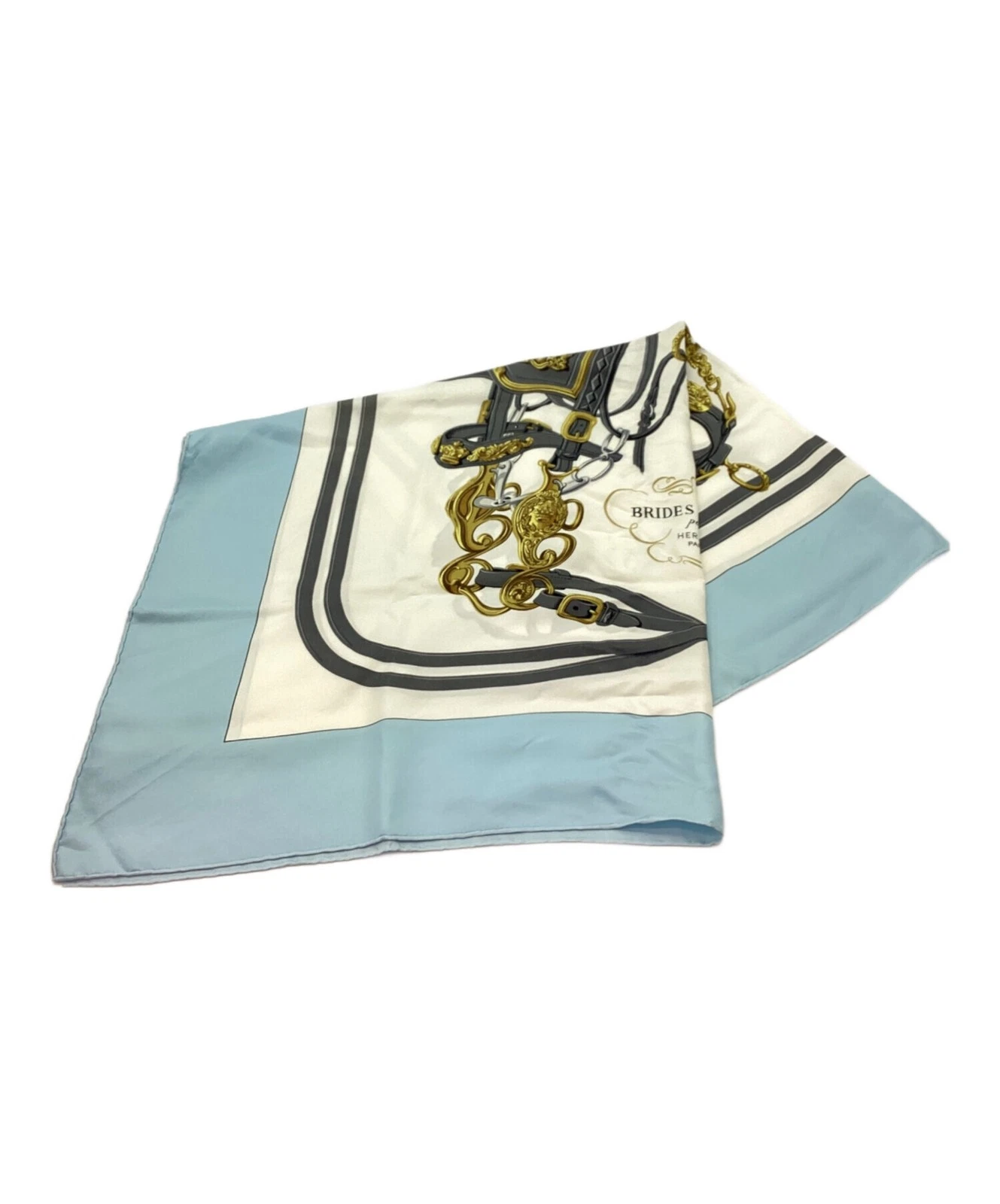 Hermes — HERMES Silk Scarf Blue France Luxury Square Scarf Authentic Used SR1850
