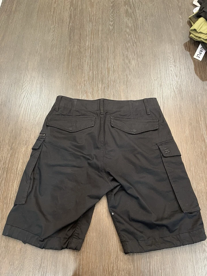 Pantalones Cortos de Carga G Star Raw Cremallera Relajados 1/2 Para Hombres 32 Bolsillos Sólidos Negros Foto 2 de 3