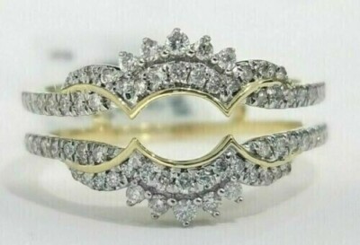 2.20Ct Round Cut Simulated Diamond Wedding Enhancer Ring 14K Yellow Gold Finish