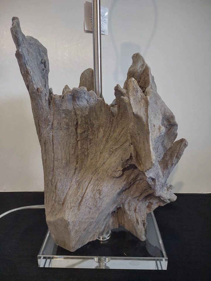 Lámpara de mesa Surya Darby vidrio madera a la deriva Foto 4 de 4