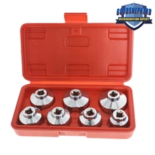 7-Piece Paper Cartridge Housing Oil Filter Cap Wrench Socket Set Tool Kit w/ Box