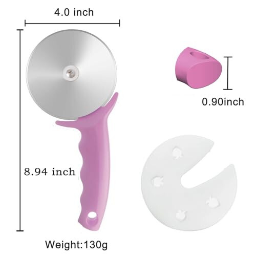 4" Pizza Cutter Wheel, Stainless Steel Large Pizza Cutter with Cover, Super Shar - Picture 3 of 7