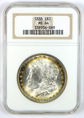 1888 Morgan Silver Dollar - NGC MS 64 - Rim Toning