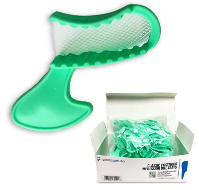 100 Dental Impression Bite Registration Triple Molding Trays, SHORT Posterior