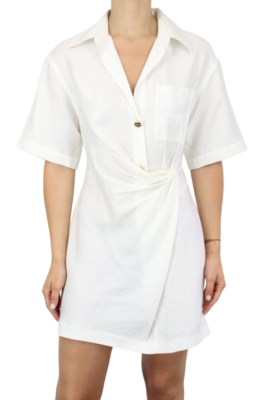 linen western dress Oatmeal