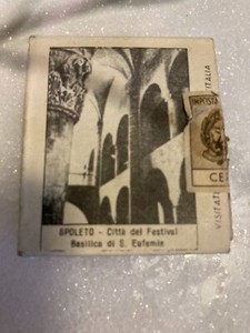 Vintage Match Box from Italy with Pictures of Two Famous Places