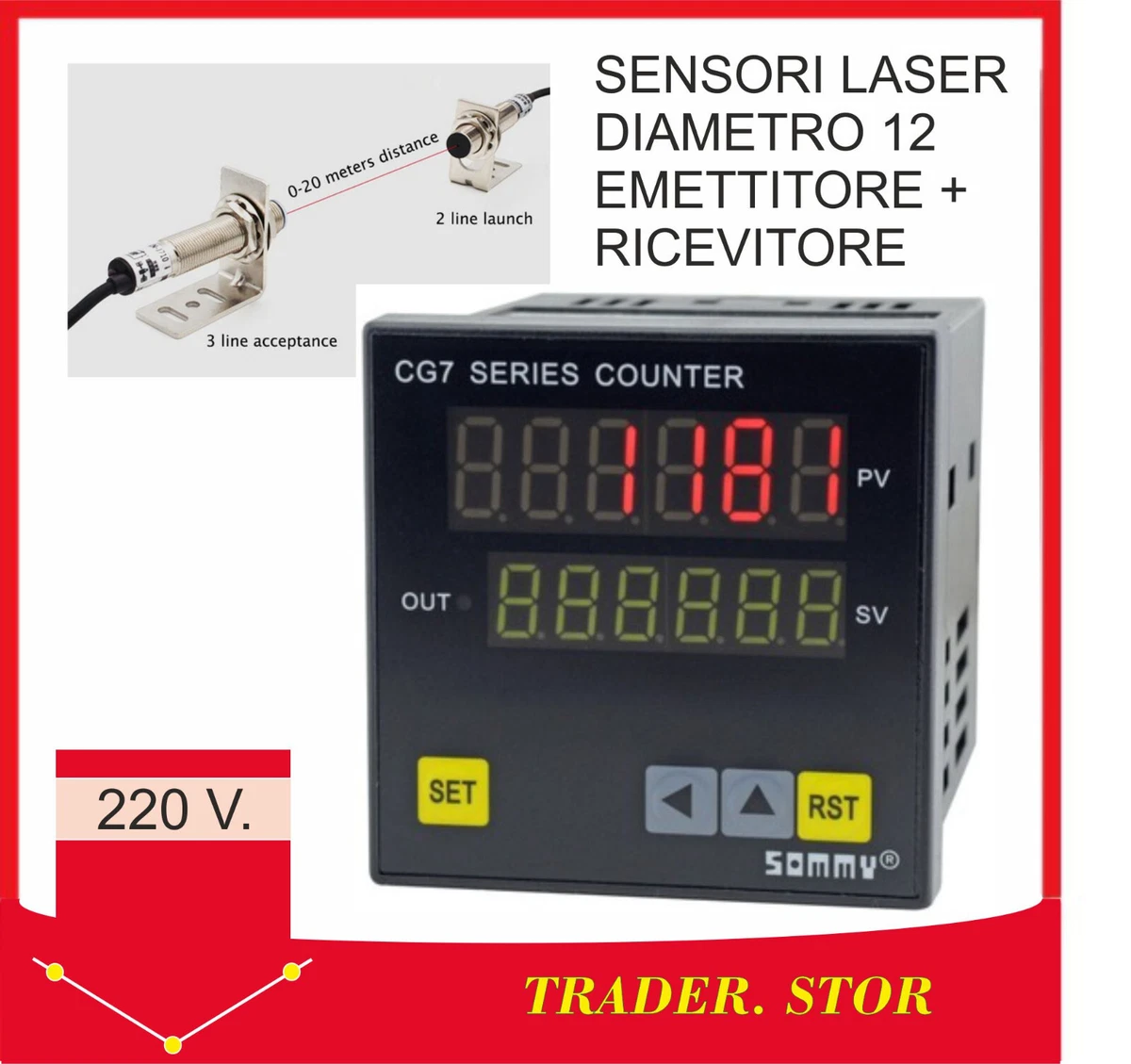 CONTA PEZZI ,Contatore, Contapezzi .V 220 Input Per Encoder O Sensori EUR 40,00 - IT - Foto 5