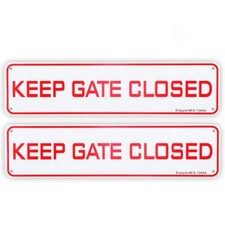 2 Pack 12x3 Inch Keep Gate Closed Sign Rust Free Aluminum Warning Sign