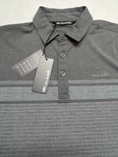 NWT Travis Mathew Mens S Golf Polo Shirt Lifestyle Performance Striped Gray