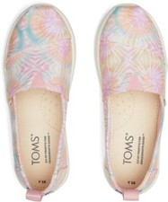 TOMS girls Alpargata Slip On Flats Casual new nwt sz 6 shoes candy pink tie dye