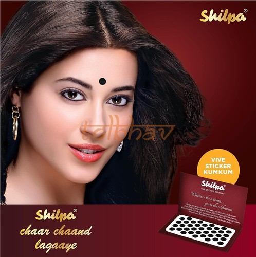 Shilpa Vive Sticker Kumkum Bindi Tattoos Size 2, 2.5, 3, 4, 5, 6, 7, 8 Black New - Picture 24 of 43