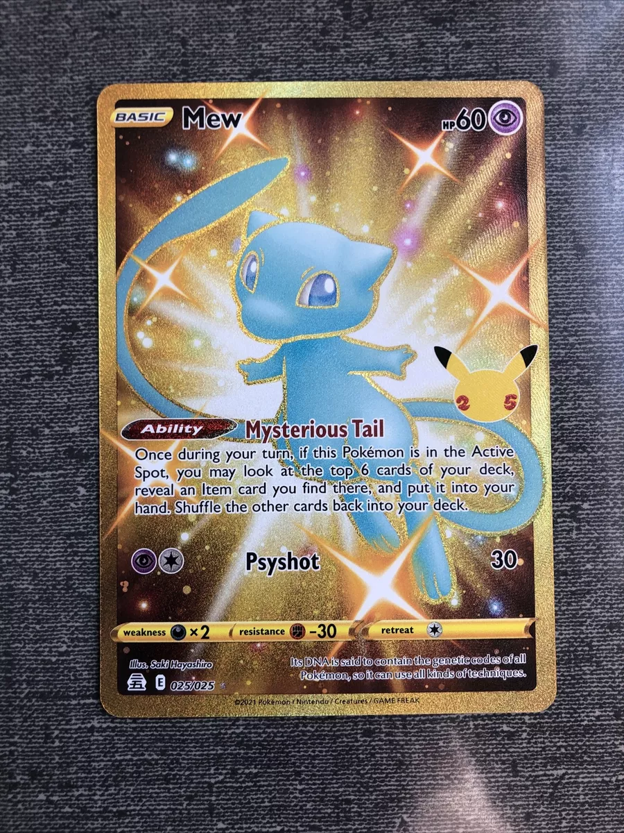 Pokemon Celebrations Gold Shiny Mew Card - 025/025 Pack Fresh 25th  Anniversary