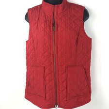 J Jill Heritage Quilted Vest Womens Red Full Zip Pockets Lightweight Small P