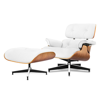 Pro Tall Eames Lounge Chair and Ottoman Set Swivel Armchair Real Leather Walnut