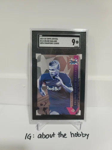 💥2019 Topps UCL Crystal Erling Haaland SGC 9 Wonder kid  REAL Rookie RC #113