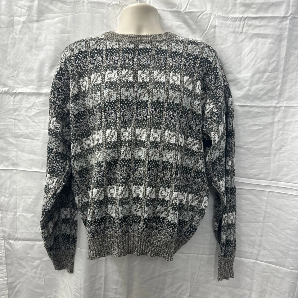Vintage Basic Editions Textured Beige Sweater Size L Crew Neck Geometric - Image 2 of 4