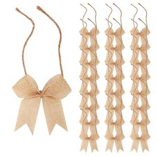 24 Pcs 4 Inch Mini Buffalo Plaid Check Burlap Ribbon Bow Small Bows for Appli...