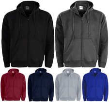 Mens Plain Hoodie Fleece Zipper Zip Jacket Sweatshirt Jumper Hooded Top S-8XL