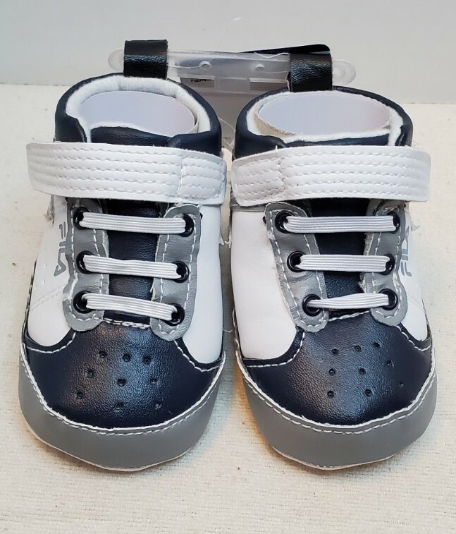 PONY NUOVE scarpe culla Fila Pre Walker neonato bambino sneakers alte 6 9M blu grigio