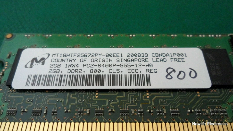 HP MT18HTF25672PY-80EE1 2GB PC-6400 DDR2 SDRAM Server Memory - Image 2 of 3