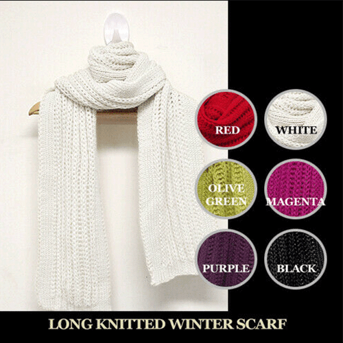 Long Knitted Winter Scarf - High Quality Long Size Unisex Plain Color No Fringe  - Imagen 9 de 13