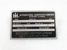 DATA PLATE FITS TO HARVESTER INTERNATIONAL COMPANY SCOUT TRUCK 1970'S #V233-7