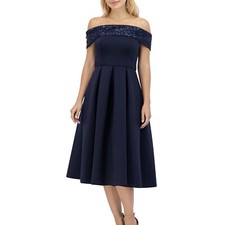 NWT Eliza J Sequin Off The Shoulder Pleated Cocktail Dress Size 6