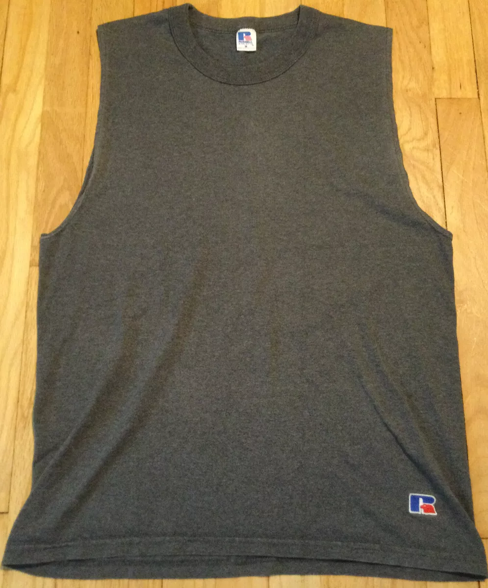 Vintage 90s RUSSELL ATHLETIC sleeveless shirt M blank gray plain