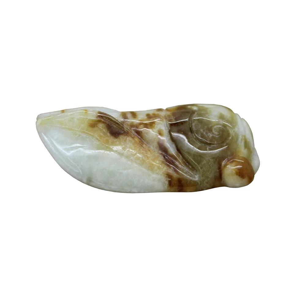 Натуральный белый и коричневый Cicada Zen орнамент фигурка нефрит подвеска n480 - Изображение 3 из 4