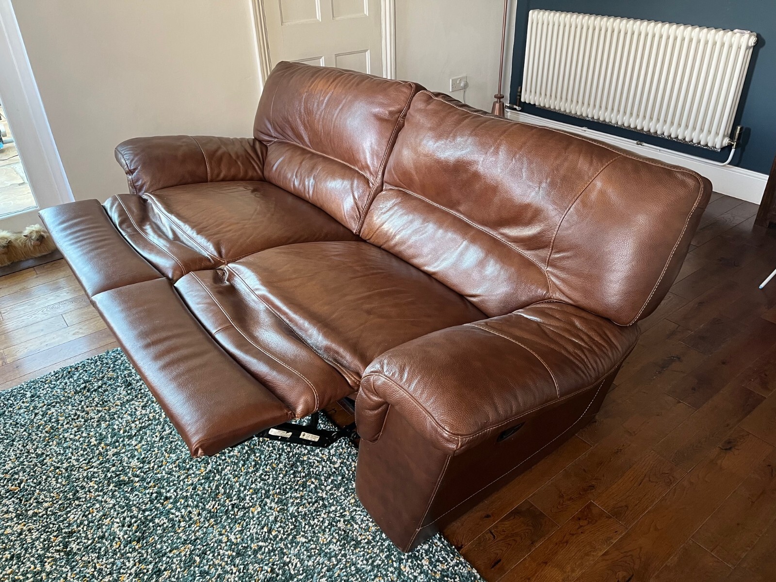 3 Seater Real Leather Recliner Sofa eBay