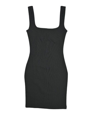 Meshki Izzy Ribbed Scoop Neck Mini Dress in Black