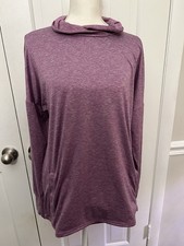 Columbia Women's Purple Heathered Knit Pullover Hoodie Long Sleeve Logo L