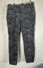 Pilcro Anthropologie Womens Floral Corduroy High-Rise Skinny Pants Size 30 Blue