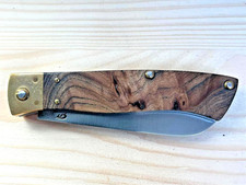 Couteau artisanal Campesina par Jésus GRANDA, érable, inox, mitres laiton marin