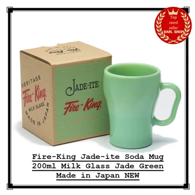 Taza de soda Fire-King Jade-ite 200 ml vidrio de leche verde jade hecho en Ja... - Imagen 1 de 4