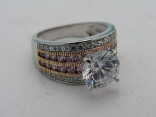 Sterling Silver 925 Clear CZ Multi Stone Ring Size 6.75 Z49