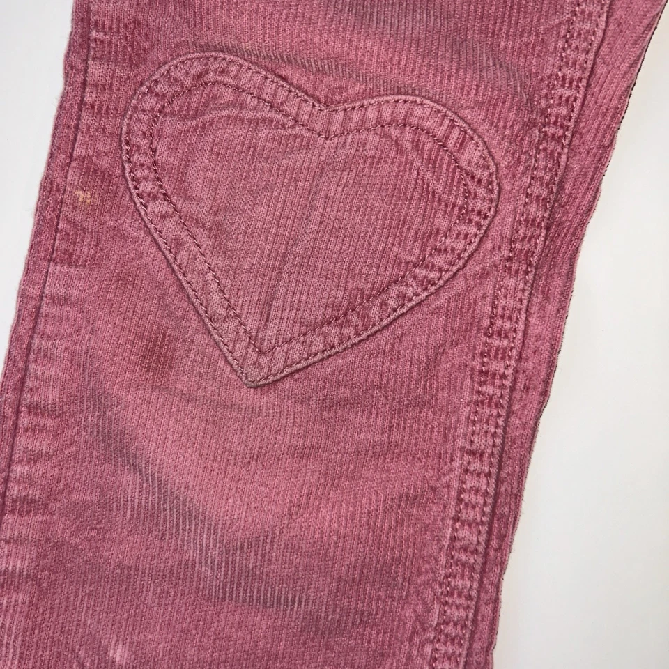 Mini Boden Corduroy Pants Girls 7Y Pink Heart Knees Adjustable Drawstring - Image 2 of 4