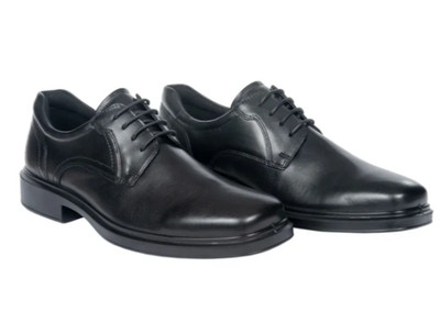 NEW!! Ecco Men's Black Helsinki 2 Derby Leather Plain Shoes Size 12-12.5