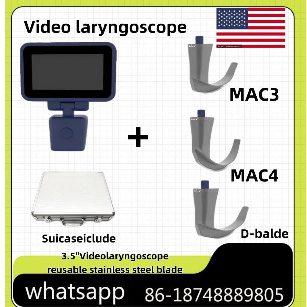 3.5" Video Laryngoscope with 3 Reusable Blades, US Warehouse Shipping