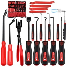 17 Pcs Auto Tool Set Hook Pick Trim Removal Rivet Gasket Magnet Clip Plier