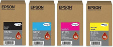 Set of 4 Genuine Factory Sealed Epson 912XL Hi Yld Inkjet Cartridges 2024-2026