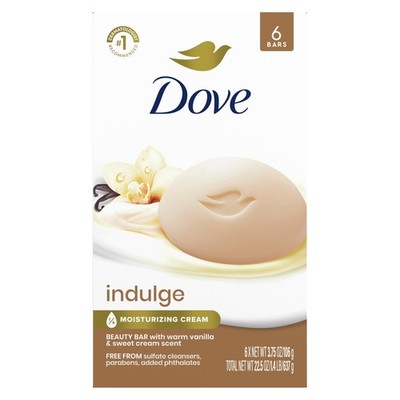 Dove Indulge Beauty Bar Soap 6 Count, Warm 3.75 Ounce (Pack of 6), Brown