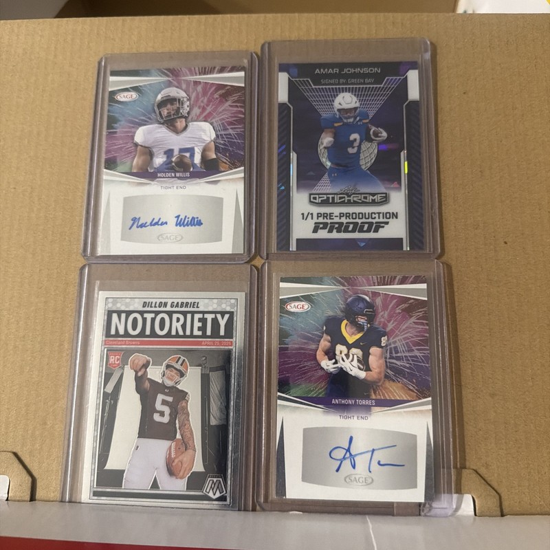 Football Card Lot 2 Autos, Amar Johnson 1/1, Dillon Gabriel RC
